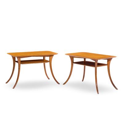 T H Robsjohn Gibbings T H Robsjohn Gibbings for Widdicomb Bleached Mahogany Sabre Side Tables Pair