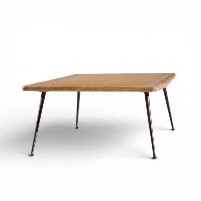 T H Robsjohn Gibbings T H Robsjohn Gibbings for Widdicomb Brass Leg Mahogany Coffee Table Bench