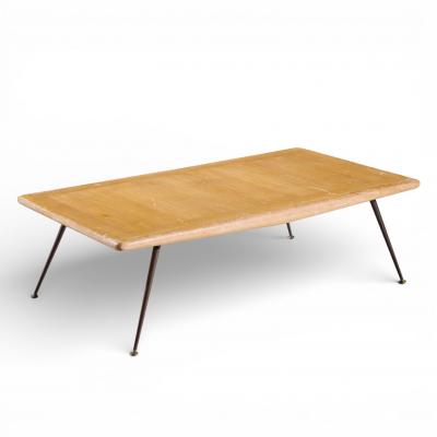 T H Robsjohn Gibbings T H Robsjohn Gibbings for Widdicomb Brass Leg Mahogany Coffee Table Bench