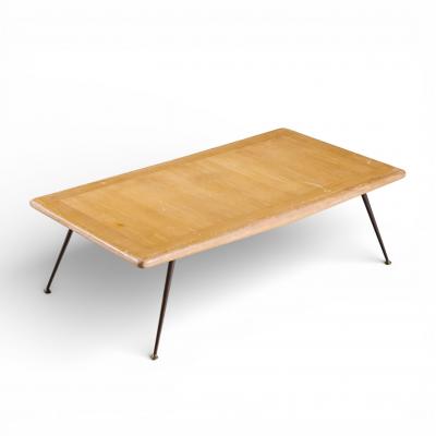 T H Robsjohn Gibbings T H Robsjohn Gibbings for Widdicomb Brass Leg Mahogany Coffee Table Bench