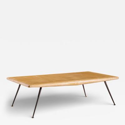 T H Robsjohn Gibbings T H Robsjohn Gibbings for Widdicomb Brass Leg Mahogany Coffee Table Bench