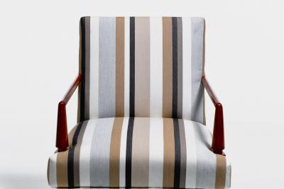 T H Robsjohn Gibbings T H Robsjohn Gibbings for Widdicomb Dining Chairs in New Striped Upholstery