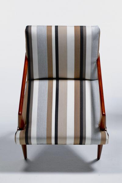 T H Robsjohn Gibbings T H Robsjohn Gibbings for Widdicomb Dining Chairs in New Striped Upholstery