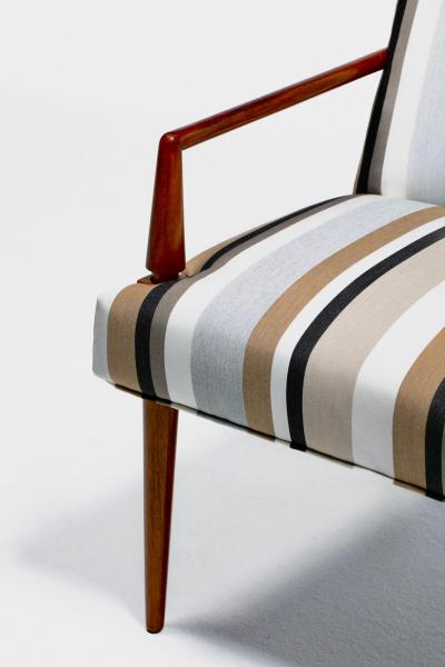 T H Robsjohn Gibbings T H Robsjohn Gibbings for Widdicomb Dining Chairs in New Striped Upholstery