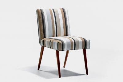T H Robsjohn Gibbings T H Robsjohn Gibbings for Widdicomb Dining Chairs in New Striped Upholstery