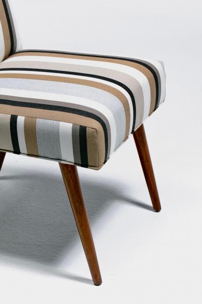 T H Robsjohn Gibbings T H Robsjohn Gibbings for Widdicomb Dining Chairs in New Striped Upholstery