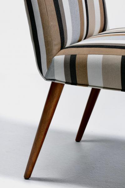 T H Robsjohn Gibbings T H Robsjohn Gibbings for Widdicomb Dining Chairs in New Striped Upholstery