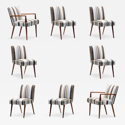 T H Robsjohn Gibbings T H Robsjohn Gibbings for Widdicomb Dining Chairs in New Striped Upholstery