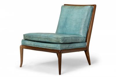 T H Robsjohn Gibbings T H Robsjohn Gibbings for Widdicomb Furniture Co Blue Leather Slipper Chair