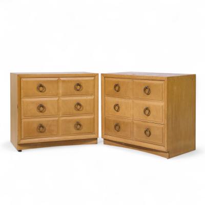T H Robsjohn Gibbings T H Robsjohn Gibbings for Widdicomb Maple and Brass Three Drawer Chest Pair