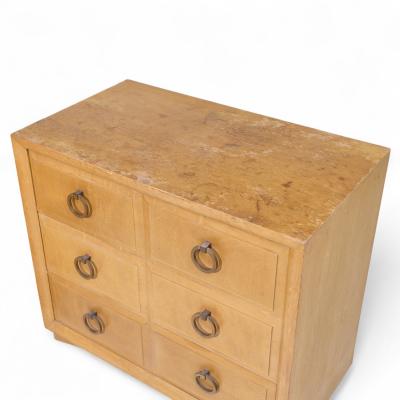 T H Robsjohn Gibbings T H Robsjohn Gibbings for Widdicomb Maple and Brass Three Drawer Chest Pair