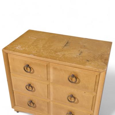 T H Robsjohn Gibbings T H Robsjohn Gibbings for Widdicomb Maple and Brass Three Drawer Chest Pair