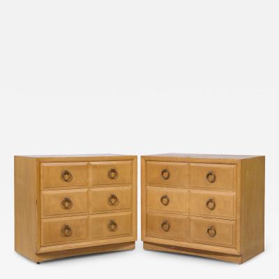 T H Robsjohn Gibbings T H Robsjohn Gibbings for Widdicomb Maple and Brass Three Drawer Chest Pair