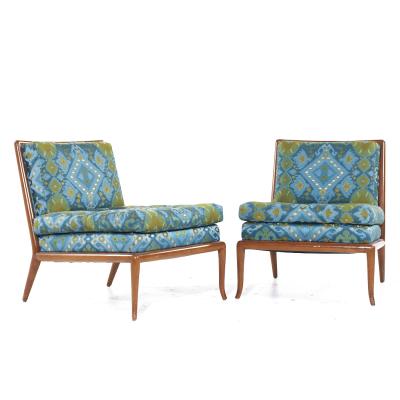 T H Robsjohn Gibbings T H Robsjohn Gibbings for Widdicomb Mid Century Slipper Lounge Chairs Pair