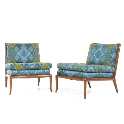 T H Robsjohn Gibbings T H Robsjohn Gibbings for Widdicomb Mid Century Slipper Lounge Chairs Pair