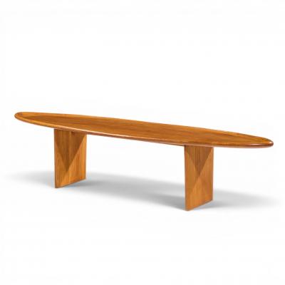 T H Robsjohn Gibbings T H Robsjohn Gibbings for Widdicomb Model 3304 Mahogany Surfboard Coffee Table