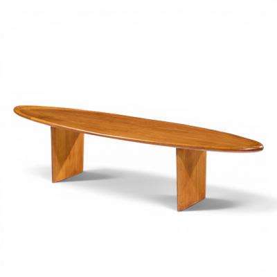 T H Robsjohn Gibbings T H Robsjohn Gibbings for Widdicomb Model 3304 Mahogany Surfboard Coffee Table