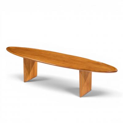 T H Robsjohn Gibbings T H Robsjohn Gibbings for Widdicomb Model 3304 Mahogany Surfboard Coffee Table