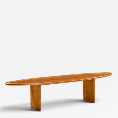 T H Robsjohn Gibbings T H Robsjohn Gibbings for Widdicomb Model 3304 Mahogany Surfboard Coffee Table