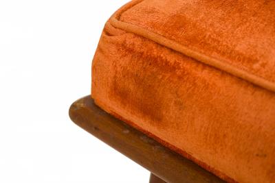 T H Robsjohn Gibbings T H Robsjohn Gibbings for Widdicomb Orange Velour and Walnut Slipper Chair
