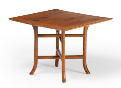 T H Robsjohn Gibbings T H Robsjohn Gibbings for Widdicomb Walnut Crossed Trestle Occasional Table