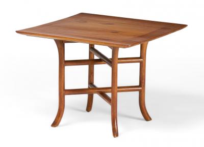 T H Robsjohn Gibbings T H Robsjohn Gibbings for Widdicomb Walnut Crossed Trestle Occasional Table