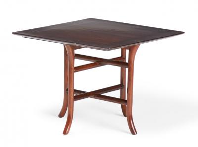 T H Robsjohn Gibbings T H Robsjohn Gibbings for Widdicomb Walnut Crossed Trestle Occasional Table