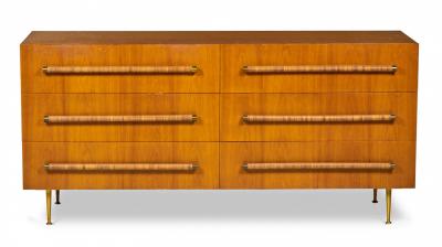 T H Robsjohn Gibbings T H Robsjohn Gibbings for Widdicomb Walnut Six Drawer Chest of Drawers