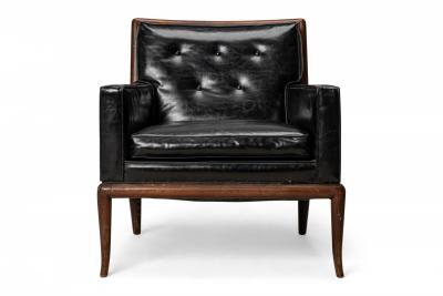T H Robsjohn Gibbings T H Robsjohn Gibbings for WiddicombAmericanBlack Tufted Leather Lounge Chair