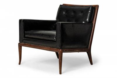 T H Robsjohn Gibbings T H Robsjohn Gibbings for WiddicombAmericanBlack Tufted Leather Lounge Chair