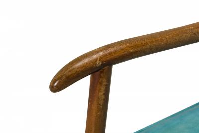 T H Robsjohn Gibbings Th Robsjohn Gibbings For Widdicomb Walnut And Blue Vinyl Dining Armchair
