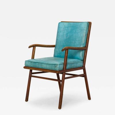 T H Robsjohn Gibbings Th Robsjohn Gibbings For Widdicomb Walnut And Blue Vinyl Dining Armchair