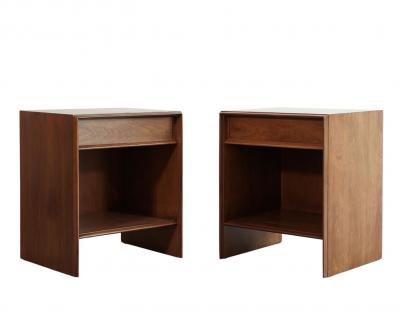 T H Robsjohn Gibbings Walnut Thin Line Nighstands by T H Robsjohn Gibbings C 1950s