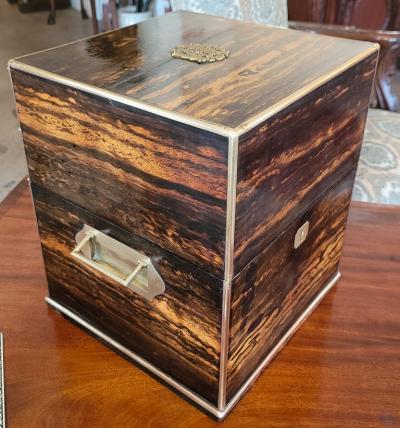 T K Austin Co 19C Irish Coromandel Wood Campaign Decanter Box
