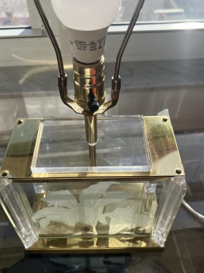 T Raymond EXCEPTIONAL PAIR OF ART DECO REVIVAL ETCHED TIGER LILIES LAMPS BY T RAYMOND