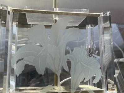 T Raymond EXCEPTIONAL PAIR OF ART DECO REVIVAL ETCHED TIGER LILIES LAMPS BY T RAYMOND