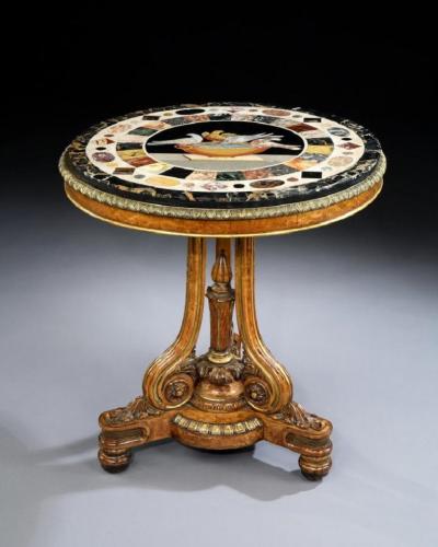 T Seddon English Antique Regency Period Centre Circular Table With Grand Tour Marble Top