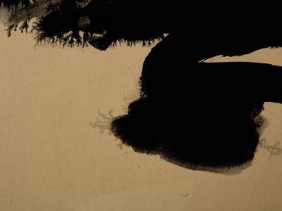 T ang Haywen signed diptych ink on beige paper 1972