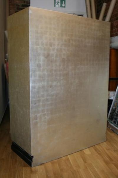 TALL 1940S GALUCHAT AND SILVER LEAF CABINET