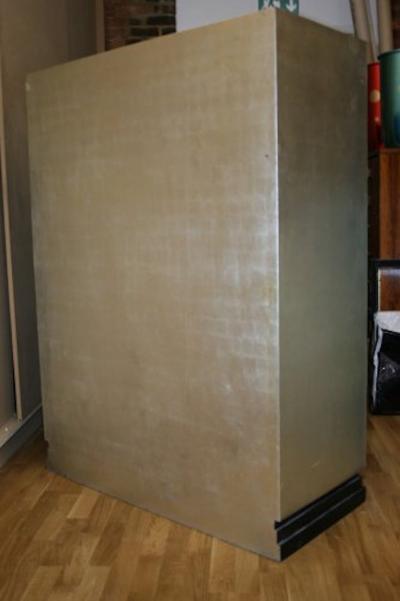 TALL 1940S GALUCHAT AND SILVER LEAF CABINET