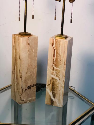 TH Robsjohn Gibbings Modern Brass and Marble Lamps by T H Robsjohn Gibbings