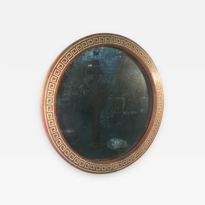 TH Robsjohn Gibbings ROUND INLAID GREEK KEY MIRROR ATTRIBUTTED TO THEODORE ROBSJOHN GIBBINGS
