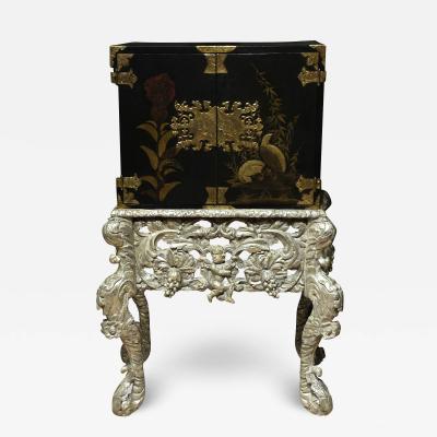 THE BENACRE HALL JAPANESE LACQUER CABINET ON ORIGINAL SILVERED STAND