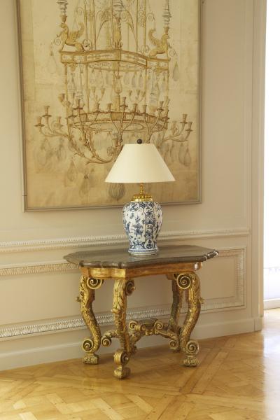 THE GIEBELSTADT TABLES AN IMPOSING PAIR OF LATE BAROQUE GILTWOOD CONSOLE