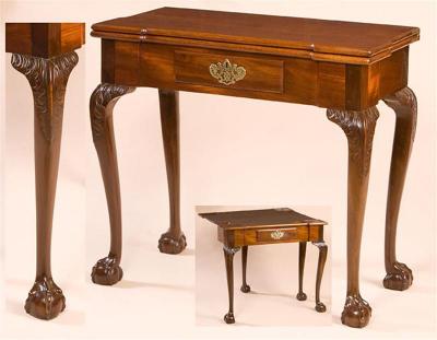 THE GREGORY AND LUCRETIA HUBBARD TOWNSEND CHIPPENDALE CARD TABLE