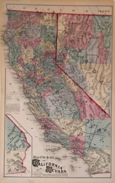 THOMAS H THOMPSON CO MAP OF THE STATES OF CALIFORNIA AND NEVADA
