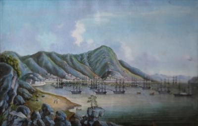 TINGUA AND HIS STUDIO VIEW OF HONG KONG