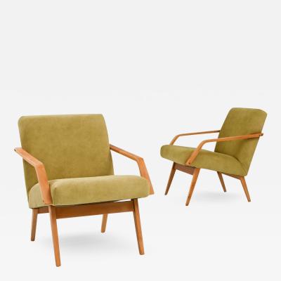 TON a s 1960s Czech Wooden Armchairs by Ton a Pair