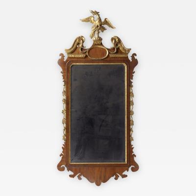 TRANSITIONAL CHIPPENDALE SCROLL TOP MIRROR WITH CARVED EAGLE