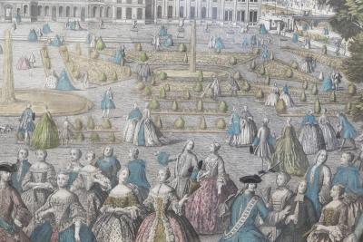 TWO EXCEPTIONAL LARGE 18TH CENTURY COPPER PLATE ENGRAVINGS OF PARIS